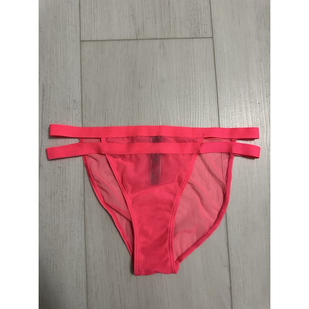 NWT Victoria's Secret Double String Bikini Panties Sz L - Neon Pink